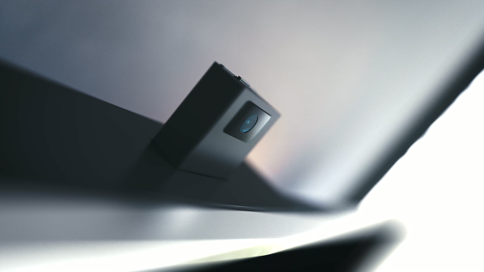De camera bovenop de televisie van dichtbij.